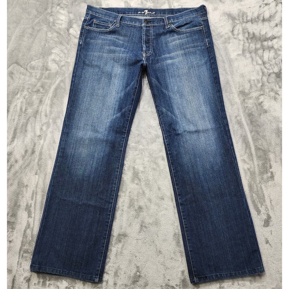 Vintage 7FAMK Jeans Mens 38 Blue DOJO The Standard Straight Leg Eagle Pockets